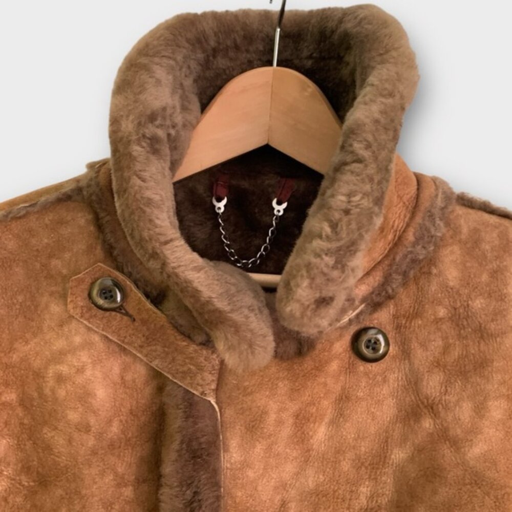 Vintage 70s 80s Sears Sheepskin Shearling Fur Rancher Coat - Picture 5 of 10